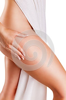 Woman checking cellulite