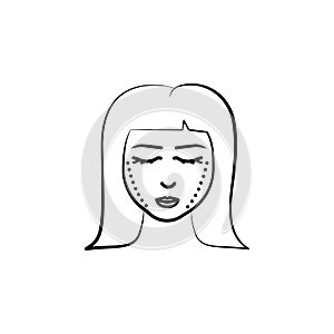Woman, cheek, surgery icon. Element of anti aging outline icon for mobile concept and web apps. Thin line Woman, cheek, surgery