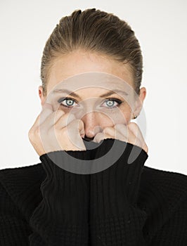 Woman Cheerful Studio Portrait Concept