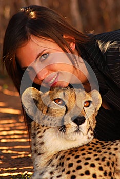 Woman with Cheetah