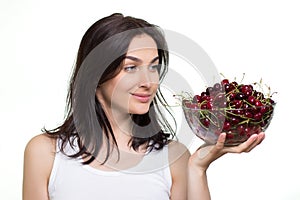 Woman with cherries