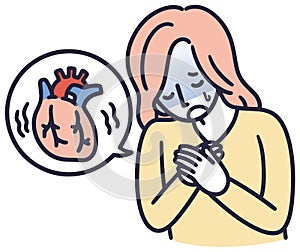 Woman with chest pain Simple Illustration