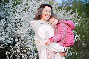 Woman and child allergic enjoying after treatment from seasonal allergy at spring.