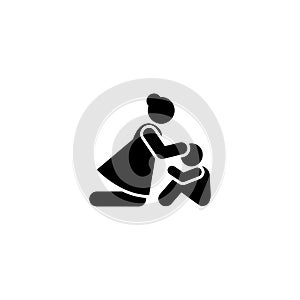 Woman child embrace care weep icon. Element of pictogram death illustration