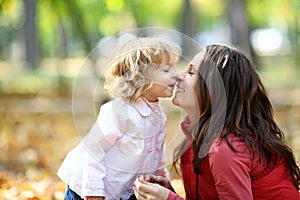 Woman and child having fun