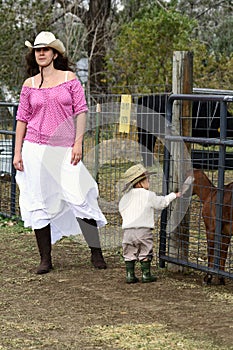 Woman and Child at the Petting Farm