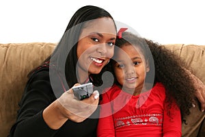 Woman, Child, Remote