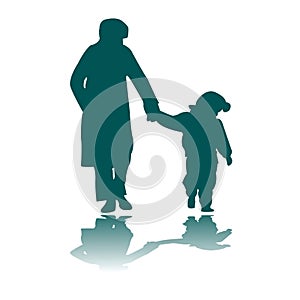 Woman and child silhouettes