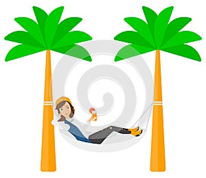 Woman chilling in hammock