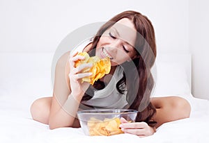 Woman with chips