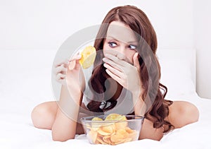 Woman with chips