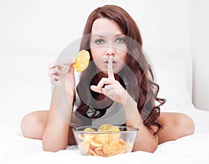 Woman with chips