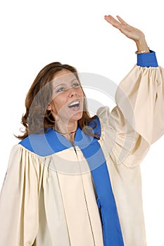 Woman In Choir Robe Praising God 2