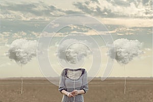 Woman chooses her cloud to hide his face