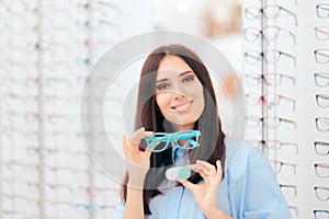 Girl Comparing Contacts to Eyeglasses for Vision Correction