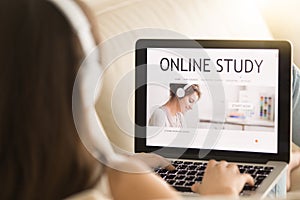 Woman choosing online course for self-education