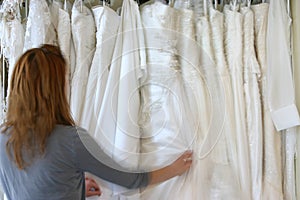 Woman choosing a wedding dress