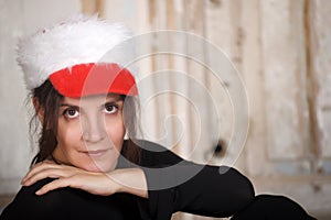 Woman in christmas cap