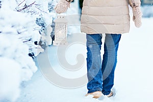 Woman with Christmas lantern