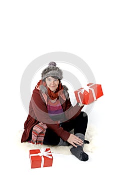 Woman with christmas presents