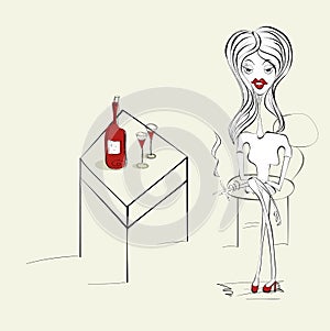 Woman with a cigarette