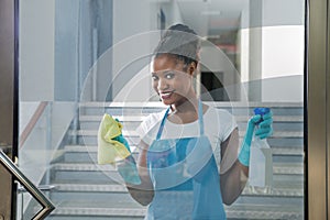 Woman Cleaning Glass With Rag