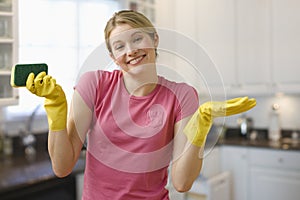 Woman Cleaning Kitchen