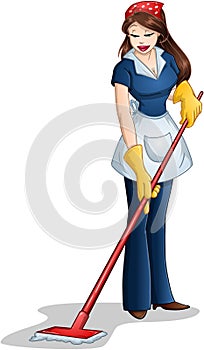 Woman Cleaning With Mop For Passover