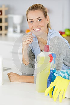 woman during cleaning progress