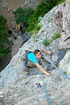 Woman climbing