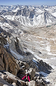 Woman Climbing Up Mount Abbot photo