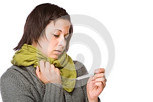 Woman With Clinical Thermometer