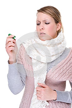 Woman with clinical thermometer