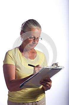 Woman with clipboard