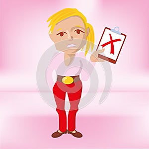 Woman with clipboard and the application has been rejected