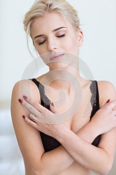 woman with closed eyes