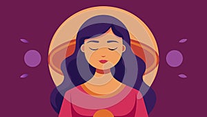 A woman with closed eyes and a peaceful expression lost in the hypnotic rhythm of the drum circle.. Vector illustration.