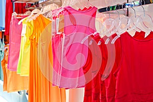 Woman clothes hanging on the hanger