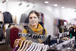 Woman at clothing store