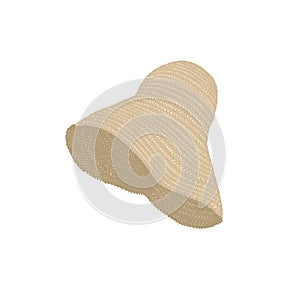 Woman clothing. Straw trendy summer fedora hat. Rattan panama. Abstract feminine vector illustrations. Summer trendy
