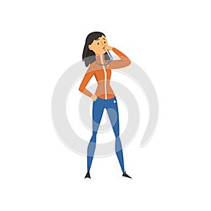 Woman Coach Character in Sports Uniform with Whistle Vector Illustration