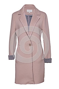 Woman coat isolated. Stylish womens pink coat isolated on a whit