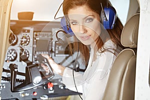 Woman in cockpit