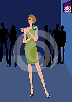 woman with cocktail in nightclub