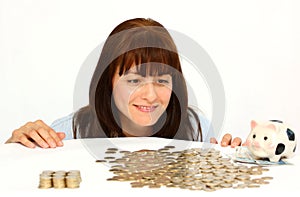 Woman and coins