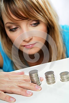 Woman with coins