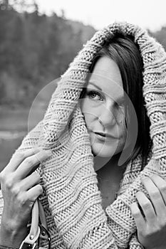 Woman In The Cold With A Scarfe