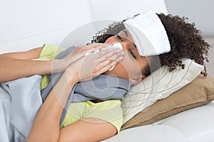 woman with colds and fever