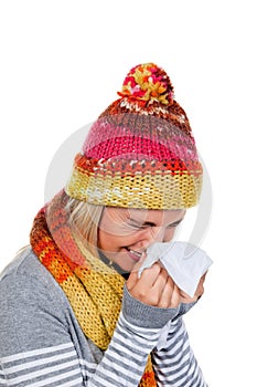 Woman with colds and flu