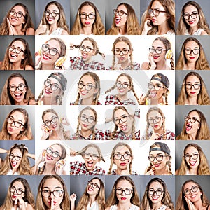 A woman collage with different expressions